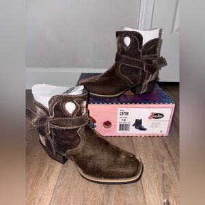 Justin Boots Brown Velvet Ankle Booties
